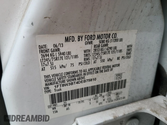 2013 Ford F-350 Platinum z VIN 1FT8W3BT4DEB75810, wystawiony jako Copart lot #56436845 z przebiegiem 124 711 mil mil oraz Tytuł czysty. Historia ofert i sprzedaży dostępna na DreamBid. Obrazek 12.