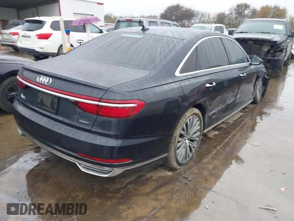 2019 Audi A8 L with VIN WAU8DAF82KN004676, listed as a IAAI auction lot 41086272 with 58,217 mi miles. Bid and sale history available at carsss.com. Image 4.