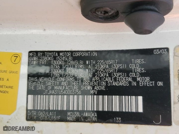 2004 Lexus RX 330 with VIN JTJHA31U540003756, listed as a Copart auction lot 52301975 with 0 mi miles and Salvage Title. Bid and sale history available at carsss.com. Image 13.