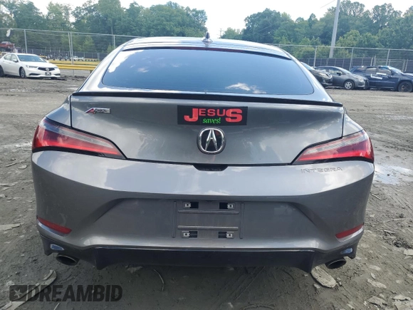 2023 Acura Integra w/A-Spec Package with VIN 19UDE4H33PA025604, listed as a Copart auction lot 57311985 with 25,323 mi miles and Salvage title. Bid and sale history available at DreamBid. Image 6.