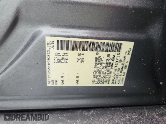 2017 Nissan Maxima SR with VIN 1N4AA6AP3HC363716, listed as a Copart auction lot 58926125 with 74,835 mi miles and Salvage title. Bid and sale history available at DreamBid. Image 13.