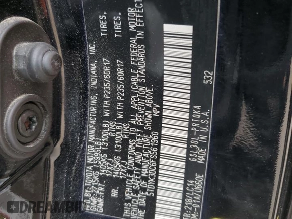 2015 Toyota Sienna XLE с VIN 5TDYK3DC6FS561960, выставлен на аукционе Copart как лот 59607355 с пробегом 110 593 миль миль и Списание • Salvage title. История ставок и продаж доступна на DreamBid. Изображение 13.