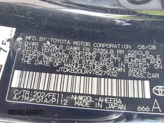 2009 Toyota Prius with VIN JTDKB20UX97827932, listed as a IAAI auction lot 41684730 with 272,306 mi miles and . Bid and sale history available at DreamBid. Image 9.