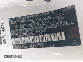 2012 Toyota Sienna XLE AAS с VIN 5TDYK3DC8CS177335, выставлен на аукционе IAAI как лот 42529501 с пробегом 215 170 миль миль и . История ставок и продаж доступна на DreamBid. Изображение 9.