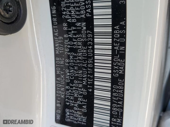 2020 Toyota Avalon XSE with VIN 4T1EZ1FB9LU043397, listed as a Copart auction lot 80991374 with 31,516 mi miles and Salvage Title. Bid and sale history available at carsss.com. Image 14.
