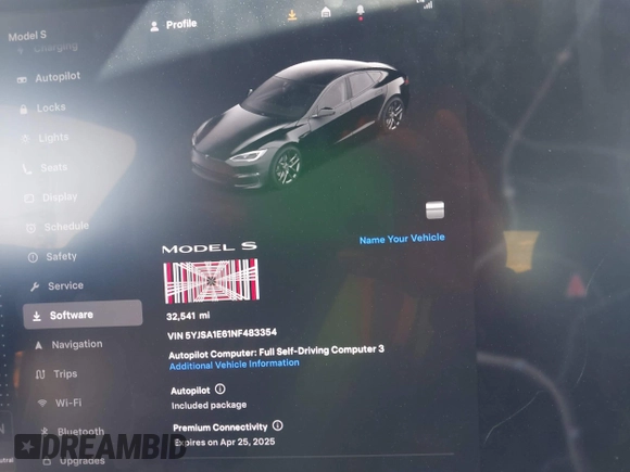2022 Tesla Model S Plaid with VIN 5YJSA1E61NF483354, listed as a IAAI auction lot 41973636 with 32,541 mi miles and . Bid and sale history available at DreamBid. Image 7.