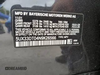 2022 BMW X4 xDrive30i with VIN 5UX33DT04N9K26566, listed as a Copart auction lot 53396153 with 17,595 mi miles. Bid and sale history available at carsss.com. Image 16.