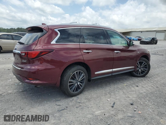 2020 Infiniti QX60 Luxe with VIN 5N1DL0MM5LC501051, listed as a Copart auction lot 61368415 with 91,558 mi miles and Salvage title. Bid and sale history available at DreamBid. Image 3.