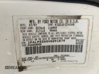 1997 Ford Taurus LX z VIN 1FALP53S0VG291879, wystawiony jako IAAI lot #42498197 z przebiegiem 266 886 mil mil oraz . Historia ofert i sprzedaży dostępna na DreamBid. Obrazek 9.