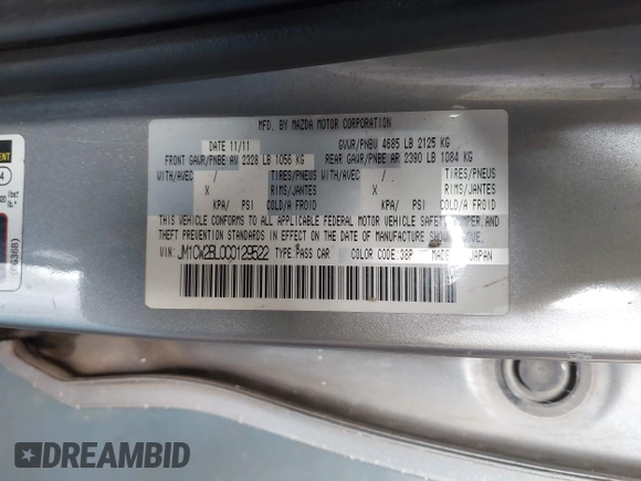 2012 Mazda 5 Sport с VIN JM1CW2BL0C0129522, выставлен на аукционе IAAI как лот 42500392 с пробегом 178 074 миль миль и . История ставок и продаж доступна на DreamBid. Изображение 9.