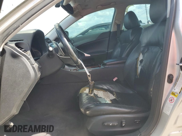 2007 Lexus IS 250 with VIN JTHBK262972036421, listed as a Copart auction lot 60591305 with 155,395 mi miles and Salvage title. Bid and sale history available at DreamBid. Image 7.