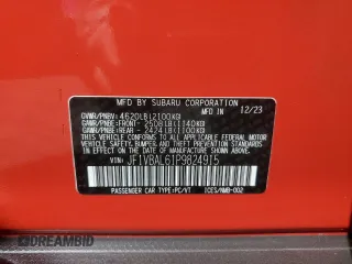 2023 Subaru WRX Limited z VIN JF1VBAL61P9824915, wystawiony jako Copart lot #56572875 z przebiegiem 21 109 mil mil oraz Szkoda całkowita • Salvage title. Historia ofert i sprzedaży dostępna na DreamBid. Obrazek 12.