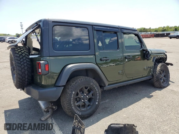 2022 Jeep Wrangler Unlimited Willys with VIN 1C4HJXDN4NW265295, listed as a Copart auction lot 58786775 with Not provided miles and Salvage title. Bid and sale history available at DreamBid. Image 3.