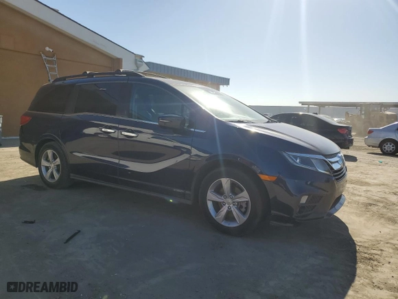 2018 Honda Odyssey EX-L with VIN 5FNRL6H77JB091998, listed as a Copart auction lot 45568055 with 74,918 mi miles and Salvage Title. Bid and sale history available at carsss.com. Image 4.