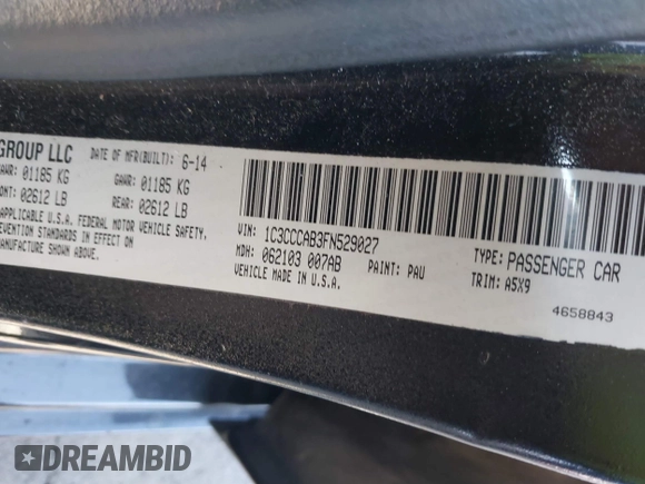 2015 Chrysler 200 Limited с VIN 1C3CCCAB3FN529027, выставлен на аукционе IAAI как лот 41433448 с пробегом 103 589 миль миль и . История ставок и продаж доступна на DreamBid. Изображение 9.