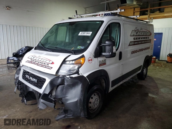 2021 Ram ProMaster Cargo with VIN 3C6LRVVGXME579279, listed as a Copart auction lot 83981944 with 76,202 mi miles and Salvage Title. Bid and sale history available at DreamBid. Image 1.