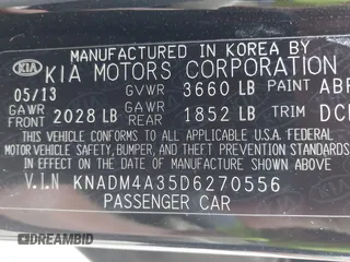 2013 Kia Rio LX with VIN KNADM4A35D6270556, listed as a IAAI auction lot 42115208 with 165,249 mi miles. Bid and sale history available at carsss.com. Image 9.