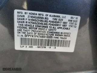 2010 Honda Ridgeline RTS with VIN 5FPYK1F47AB013335, listed as a Copart auction lot 45019354 with 145,661 mi miles and Salvage Title. Bid and sale history available at carsss.com. Image 12.