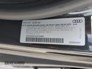 2016 Audi A7 3.0 Premium Plus with VIN WAUWGAFC2GN156855, listed as a Copart auction lot 38144594 with 85,049 mi miles. Bid and sale history available at carsss.com. Image 13.