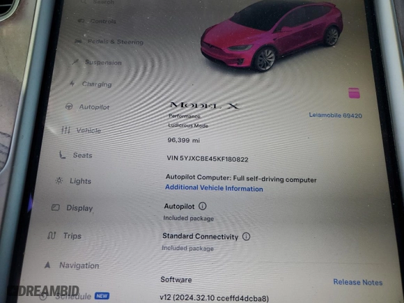 2019 Tesla Model X P100D with VIN 5YJXCBE45KF180822, listed as a Copart auction lot 78529134 with NaN miles and Salvage Title. Bid and sale history available at carsss.com. Image 9.