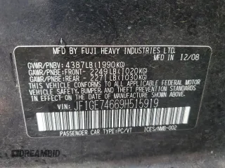 2009 Subaru Impreza Sedan (Natl) WRX with VIN JF1GE74669H515919, listed as a Copart auction lot 84645974 with 54,901 mi miles and Salvage Title. Bid and sale history available at carsss.com. Image 12.