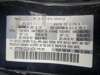 2013 Mazda CX-9 Sport with VIN JM3TB3BV9D0414978, listed as a Copart auction lot 85216234 with 113,643 mi miles and Non Repairable. Bid and sale history available at carsss.com. Image 13.