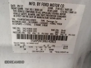 2017 Ford Taurus SHO z VIN 1FAHP2KT3HG142823, wystawiony jako Copart lot #59670475 z przebiegiem 100 119 mil mil oraz Szkoda całkowita • Salvage title. Historia ofert i sprzedaży dostępna na DreamBid. Obrazek 12.