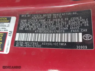 2011 Toyota Camry LE with VIN 4T1BF3EK2BU178079, listed as a IAAI auction lot 41959931 with 260,575 mi miles. Bid and sale history available at carsss.com. Image 9.
