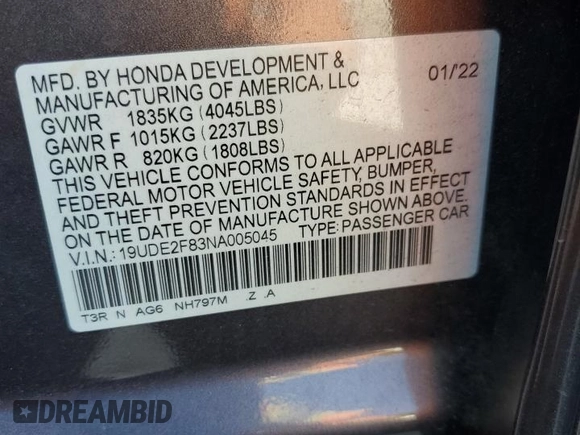2022 Acura ILX Premium с VIN 19UDE2F83NA005045, выставлен на аукционе Copart как лот 61683555 с пробегом 54 383 миль миль и Чистый • Clean title. История ставок и продаж доступна на DreamBid. Изображение 12.