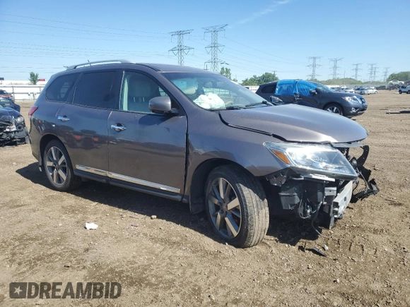 2014 Nissan Pathfinder Platinum with VIN 5N1AR2MM0EC708740, listed as a Copart auction lot 58331805 with Not provided miles and Salvage title. Bid and sale history available at DreamBid. Image 4.