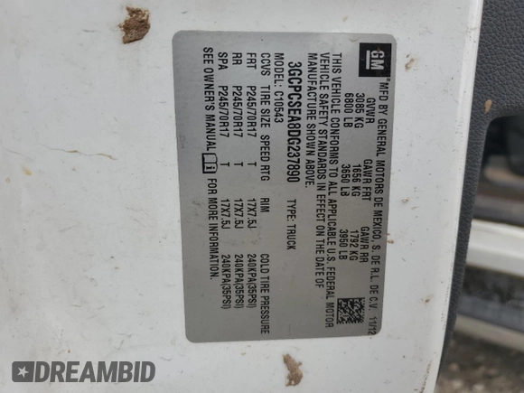 2013 Chevrolet Silverado 1500 LT with VIN 3GCPCSEA8DG237890, listed as a Copart auction lot 64668184 with 196,804 mi miles and Salvage Title. Bid and sale history available at DreamBid. Image 12.