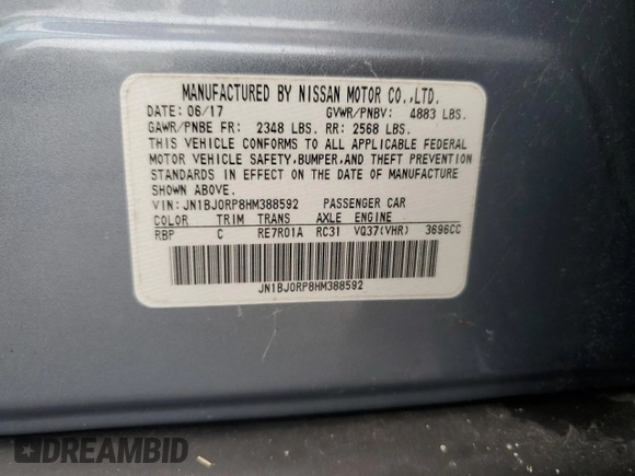 2017 Infiniti QX50 with VIN JN1BJ0RP8HM388592, listed as a Copart auction lot 72812894 with 40,425 mi miles and Salvage Title. Bid and sale history available at carsss.com. Image 13.