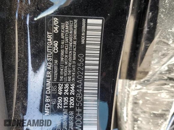 2010 Mercedes-Benz E 350 Luxury with VIN WDDHF5GB4AA022560, listed as a Copart auction lot 47251805 with 140,432 mi miles and Salvage Title. Bid and sale history available at DreamBid. Image 14.