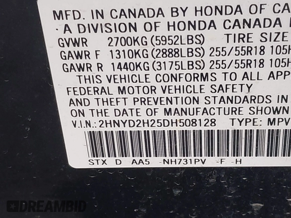2013 Acura MDX with VIN 2HNYD2H25DH508128, listed as a IAAI auction lot 41822621 with 168,231 mi miles. Bid and sale history available at carsss.com. Image 9.