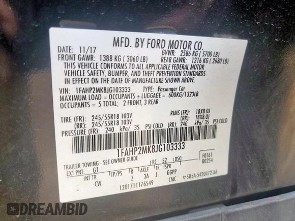 2018 Ford Police Interceptor with VIN 1FAHP2MK8JG103333, listed as a Copart auction lot 64051885 with 191,167 mi miles and Salvage title. Bid and sale history available at DreamBid. Image 12.