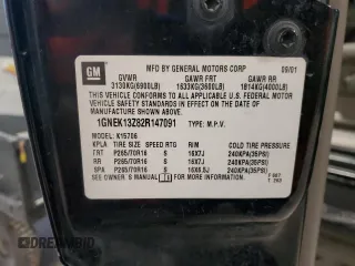 2002 Chevrolet Tahoe Z71 с VIN 1GNEK13Z82R147091, выставлен на аукционе Copart как лот 51100735 с пробегом 270 231 миль миль и Чистый • Clean title. История ставок и продаж доступна на DreamBid. Изображение 13.