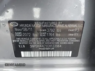 2012 Hyundai Elantra Limited z VIN 5NPDH4AE5CH122064, wystawiony jako IAAI lot #41747692 z przebiegiem 167 479 mil mil oraz . Historia ofert i sprzedaży dostępna na DreamBid. Obrazek 9.