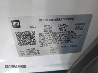 2023 Chevrolet TrailBlazer LT with VIN KL79MRSL9PB213192, listed as a IAAI auction lot 40154170 with 14,715 mi miles and . Bid and sale history available at DreamBid. Image 9.