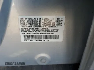 2012 Honda Pilot LX with VIN 5FNYF4H23CB005813, listed as a Copart auction lot 66602484 with Not Provided miles and Salvage Title. Bid and sale history available at carsss.com. Image 16.