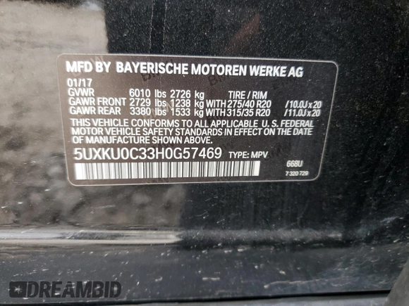 2017 BMW X6 sDrive35i z VIN 5UXKU0C33H0G57469, wystawiony jako Copart lot #51586025 z przebiegiem 74 070 mil mil oraz Szkoda całkowita • Salvage title. Historia ofert i sprzedaży dostępna na DreamBid. Obrazek 14.