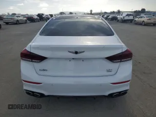 2018 Genesis G80 Sport with VIN KMHGN4JB7JU241017, listed as a Copart auction lot 52548865 with 90,560 mi miles and Salvage title. Bid and sale history available at DreamBid. Image 6.
