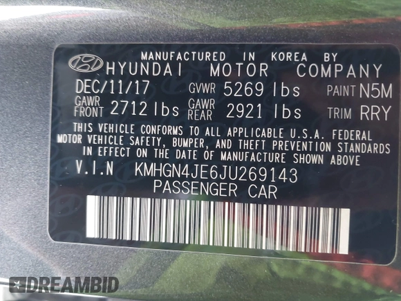 2018 Genesis G80 3.8L с VIN KMHGN4JE6JU269143, выставлен на аукционе IAAI как лот 42219466 с пробегом 119 007 миль миль и . История ставок и продаж доступна на DreamBid. Изображение 9.