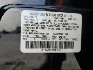 2013 Infiniti EX with VIN JN1BJ0HR6DM481947, listed as a Copart auction lot 43154585 with 47,770 mi miles and Salvage Title. Bid and sale history available at DreamBid. Image 14.