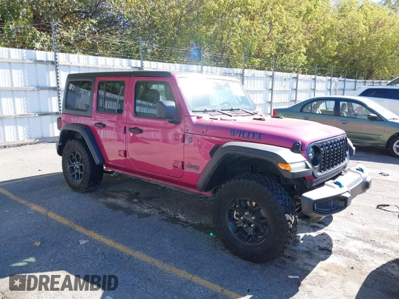 2024 Jeep Wrangler Sport S with VIN 1C4RJXN6XRW323881, listed as a IAAI auction lot 40543759 with 4,440 mi miles and . Bid and sale history available at DreamBid. Image 1.