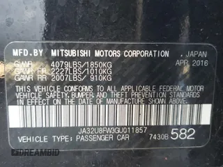 2016 Mitsubishi Lancer GT with VIN JA32U8FW3GU011857, listed as a Copart auction lot 41620635 with 41,765 mi miles and Salvage Title. Bid and sale history available at carsss.com. Image 12.