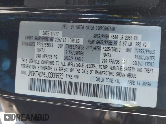 2018 Mazda CX-5 Touring z VIN JM3KFACM5J0309533, wystawiony jako IAAI lot #42195429 z przebiegiem 91 928 mil mil oraz . Historia ofert i sprzedaży dostępna na DreamBid. Obrazek 9.