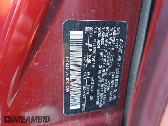 2020 Nissan Rogue Sport SV with VIN JN1BJ1CVXLW261899, listed as a Copart auction lot 52462635 with 108,499 mi miles and Salvage Title. Bid and sale history available at carsss.com. Image 15.