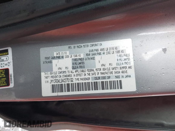 2010 Mazda 5 Sport with VIN JM1CR2WL9A0375192, listed as a IAAI auction lot 42621634 with 130,076 mi miles and . Bid and sale history available at DreamBid. Image 9.