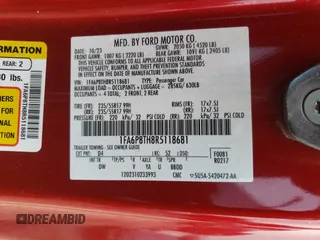 2024 Ford Mustang EcoBoost with VIN 1FA6P8TH8R5118681, listed as a Copart auction lot 53225195 with 7,564 mi miles and Clean Title. Bid and sale history available at carsss.com. Image 12.