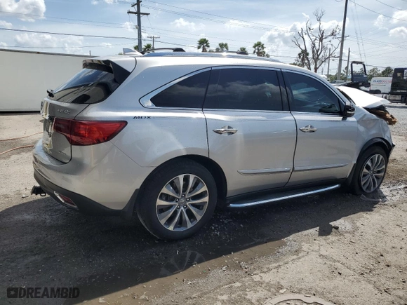 2015 Acura MDX Tech Pkg with VIN 5FRYD4H45FB009386, listed as a Copart auction lot 52121635 with 0 mi miles and Salvage Title. Bid and sale history available at carsss.com. Image 3.
